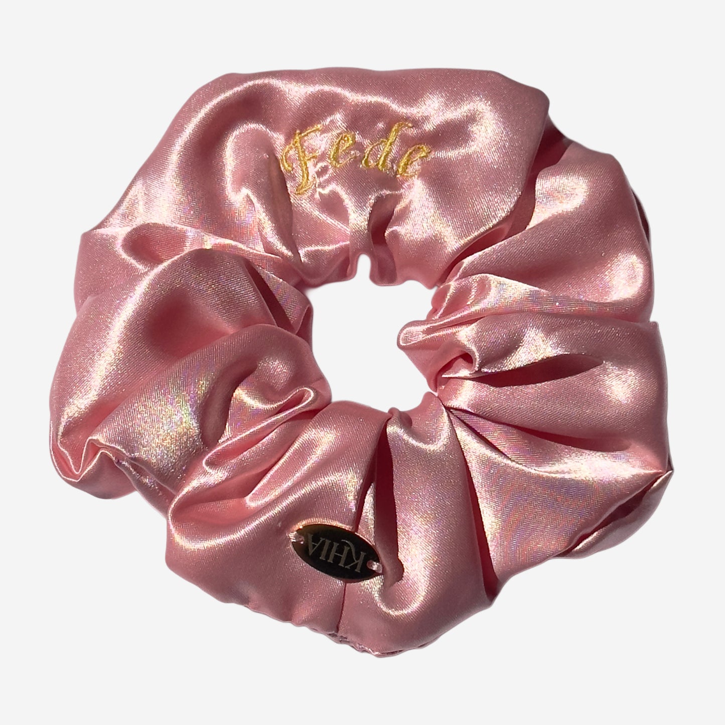 Elastico per Capelli Personalizzabile in Raso Rosa | Grande