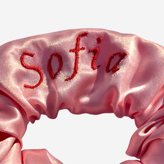 Elastico per Capelli Personalizzabile in Raso Rosa | Medio