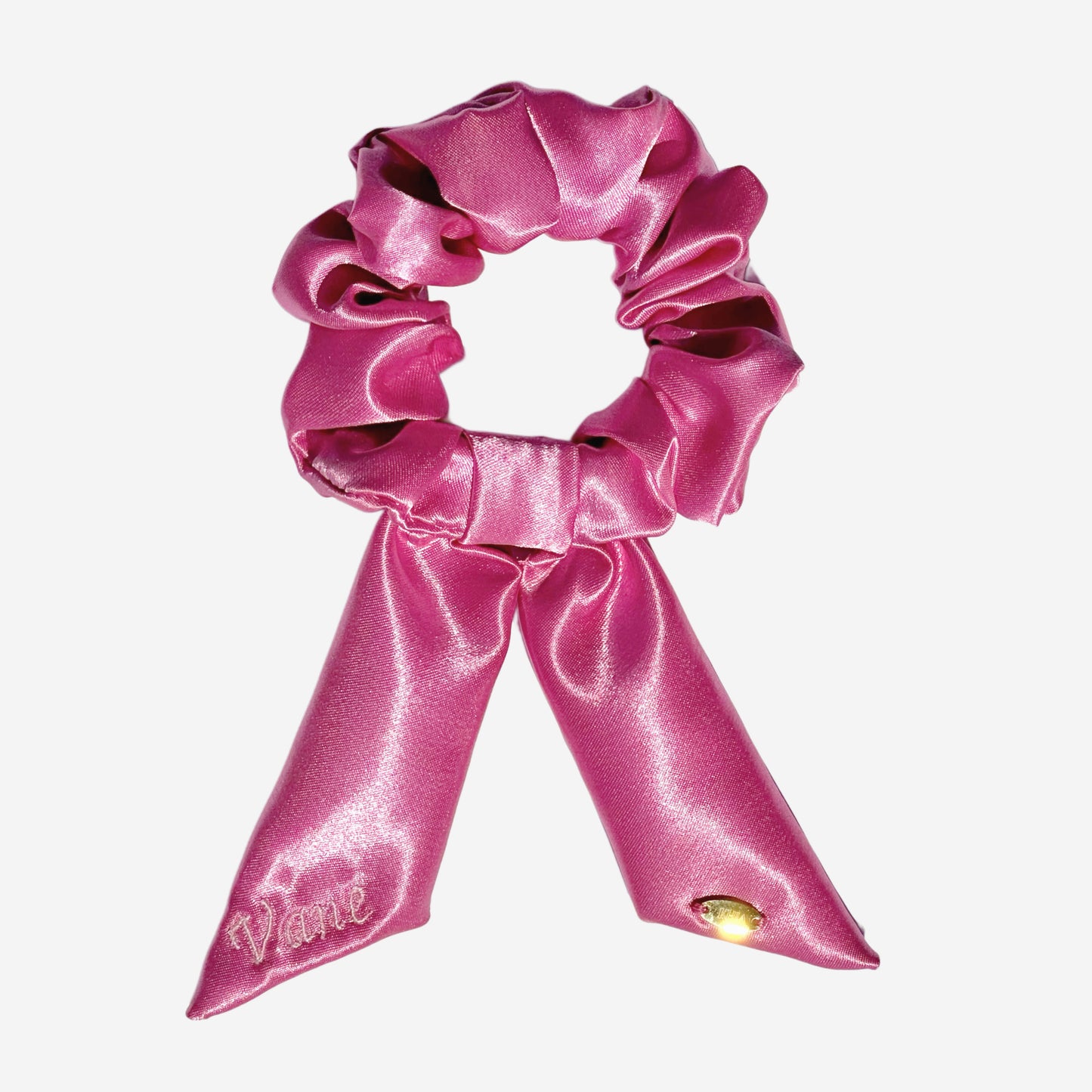 Scrunchie con Code Personalizzabile in Raso Fucsia