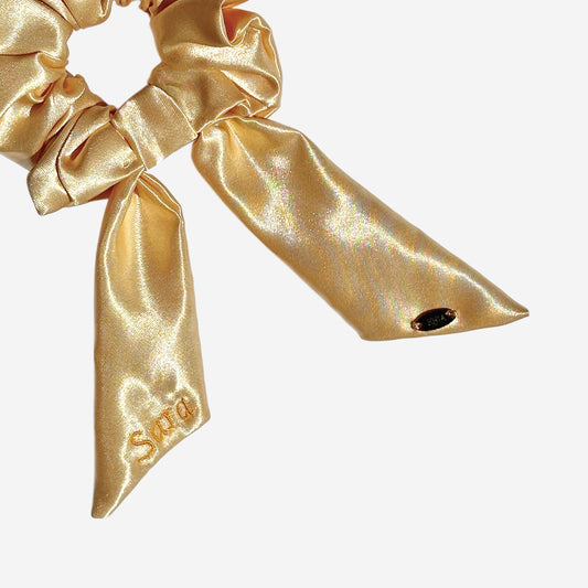Scrunchie con Code Personalizzabile in Raso Giallo