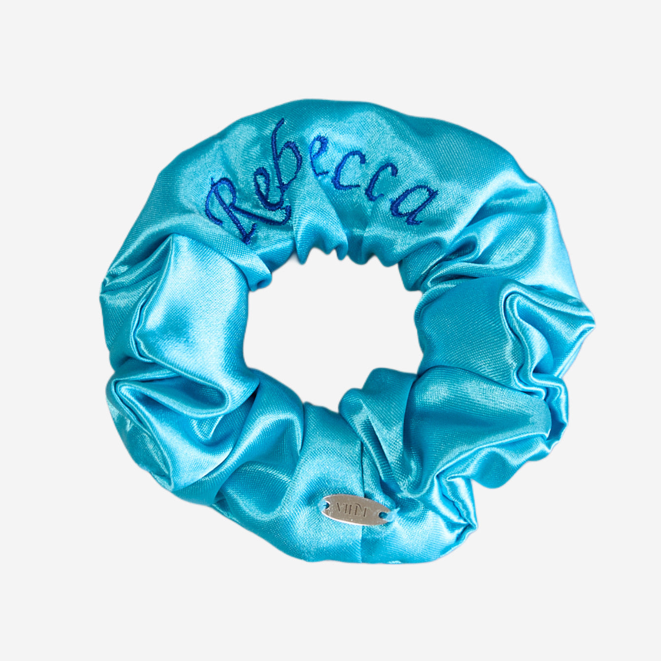 Elastico per Capelli Personalizzabile in Raso Azzurro Scuro | Medio