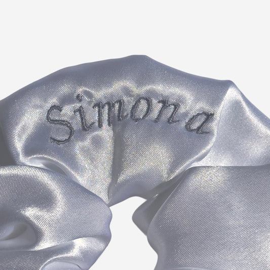 Elastico per Capelli Personalizzabile in Raso Bianco | Grande