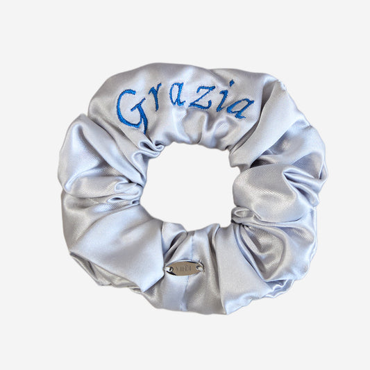 Elastico per Capelli Personalizzabile in Raso Argento | Medio