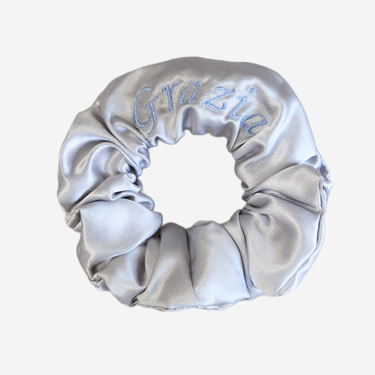 Elastico per Capelli Personalizzabile in Raso Argento | Medio