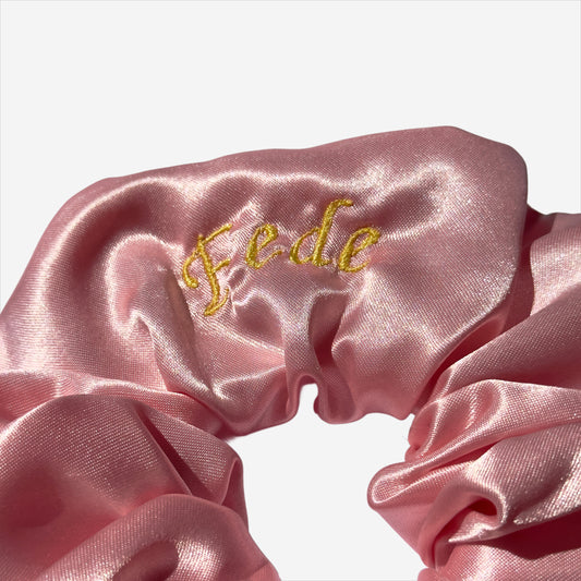 Elastico per Capelli Personalizzabile in Raso Rosa | Grande