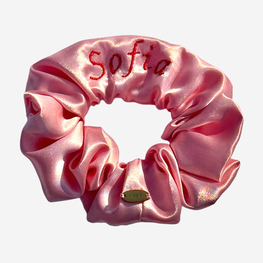 Elastico per Capelli Personalizzabile in Raso Rosa | Medio