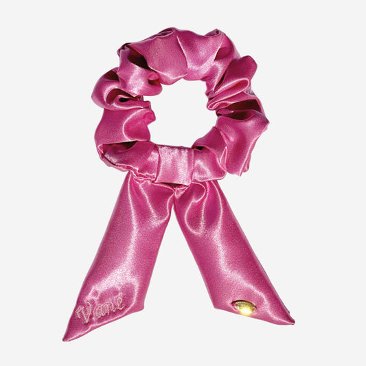 Scrunchie con Code Personalizzabile in Raso Fucsia
