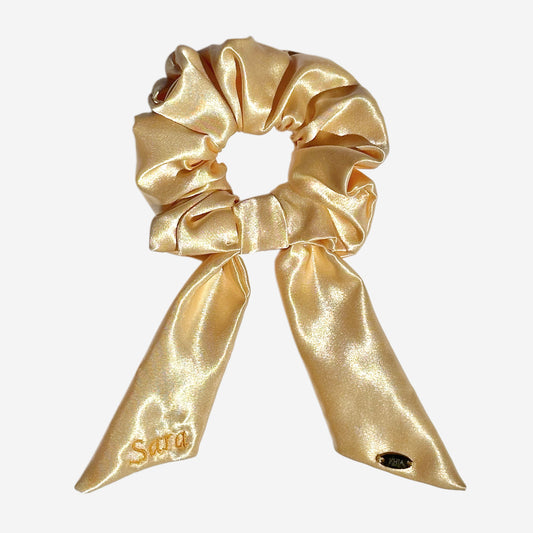 Scrunchie con Code Personalizzabile in Raso Giallo
