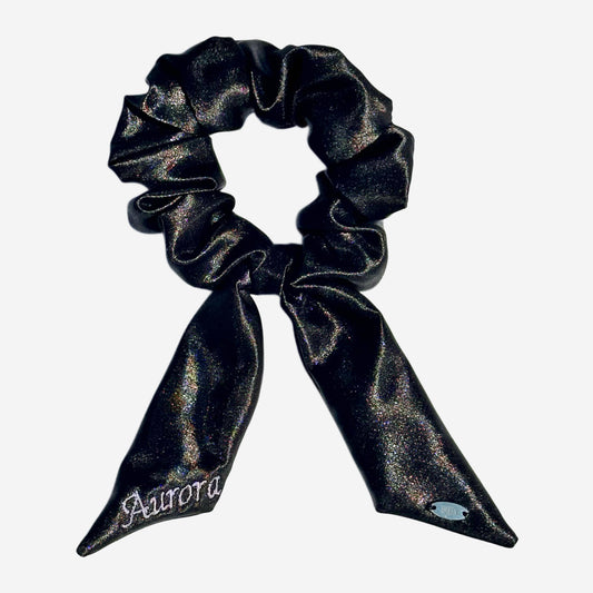 Scrunchie con Code Personalizzabile in Raso Nero