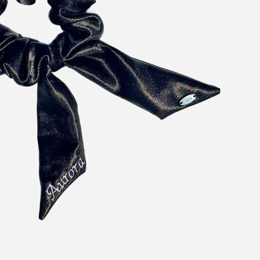 Scrunchie con Code Personalizzabile in Raso Nero