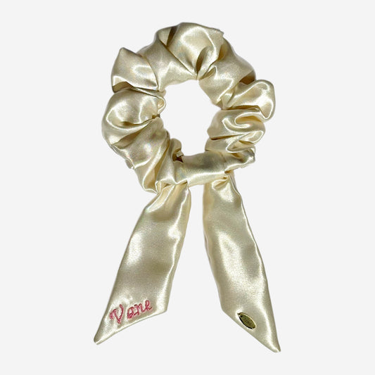 Scrunchie con Code Personalizzabile in Raso Panna